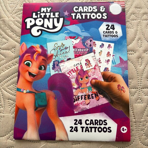 Hasbro My Little Pony Valentine Children's Set of 24 Cards & Tattoos Made In USA - Picture 1 of 2